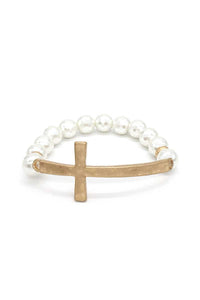 Metal Cross Pearl Bracelet