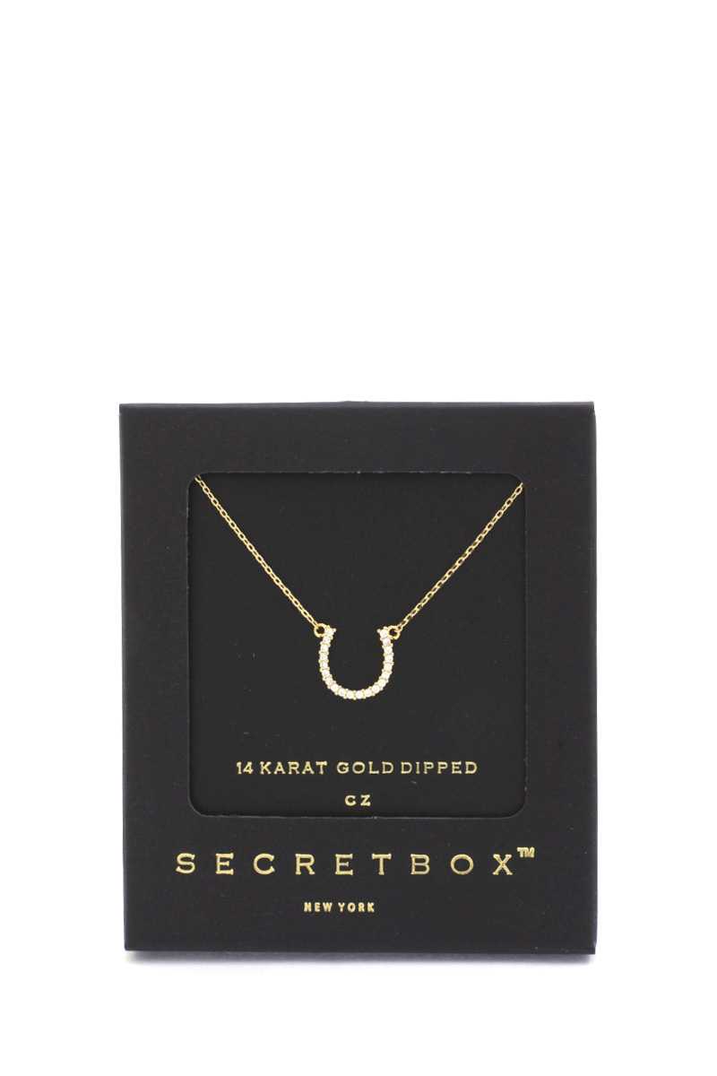 Collar de encanto de herradura de caja secreta