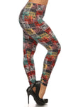 Leggings de punto con estampado geométrico abstracto, cinturilla elástica y ajuste de cintura alta