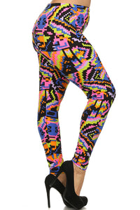 Leggings forrados con estampado tribal, cintura alta y talla grande