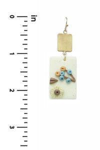 Clay Flower Rectangle Dangle Earring