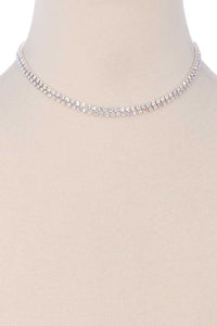 2 Layered Line Rhinestone Necklace