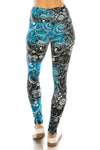 Long Yoga Style Banded Lined Multi Printed Knit Legging With High Waist