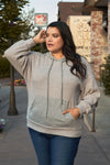 Plus Grey-lavender Long Sleeve Front Pocket Hoodie Top