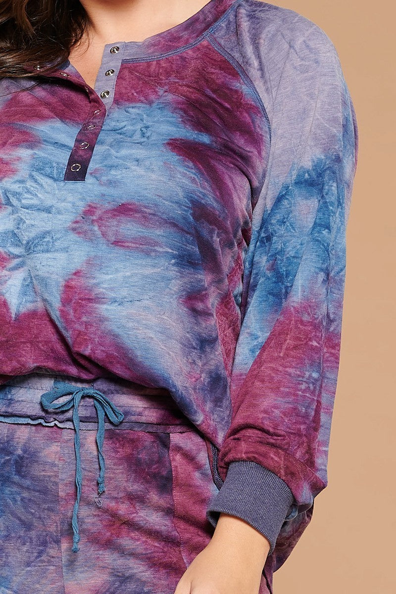 Conjuntos de ropa de estar por casa de punto de felpa francesa con estampado tie-dye