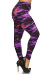 Tela de piel de melocotón súper suave de talla grande, leggings de punto con estampado gráfico de galaxia y detalle de cintura elástica. Ajuste de cintura alta.