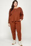 Plus Size Solid Sweater Knit Top And Pant Set