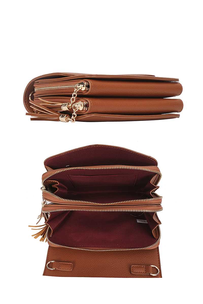 Bolso cruzado con borlas suave y chic