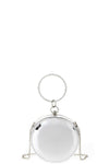 Fashion Rhinestone Circle Handle Glossy Crossbody Clutch