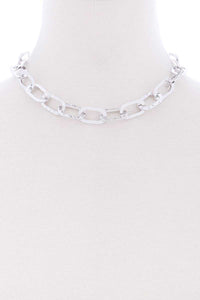 Flat Metal Chain Short Necklace