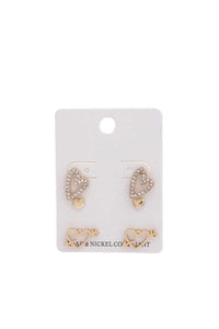 Conjunto de Pendientes de Corazón de Rhinestone Inclinado