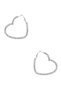 Rhinestone 5mm Side Crystal Heart Hoop Earring