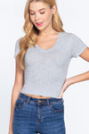 Short Sleeve V-neck Crop Top