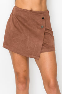 Button-accented Asymmetrical Mini Skort