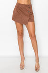 Button-accented Asymmetrical Mini Skort