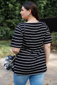 Top de manga corta Plus Stripe Bell