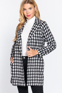 Long Slv One Button Jacquard Jacket