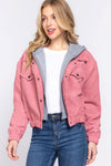 Chaqueta de corduroy con capucha de manga larga