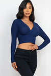 Ribbed Wrap Front Long Sleeve Top