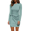 Casual Front Tie Long Sleeve Dress