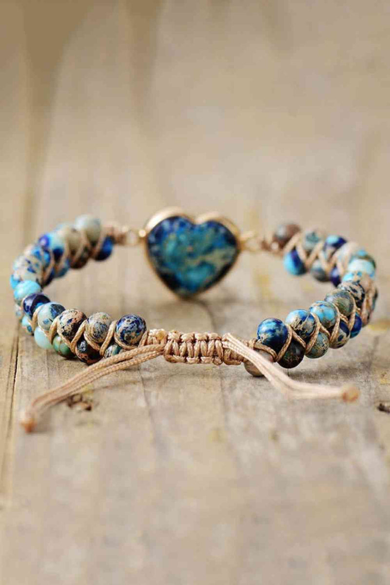 Handmade Heart Shape Natural Stone Bracelet