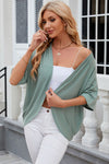 Eyelet Open Front Half Sleeve Cardigan