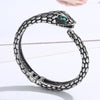 Pulsera con forma de serpiente de acero inoxidable con diamantes de imitación