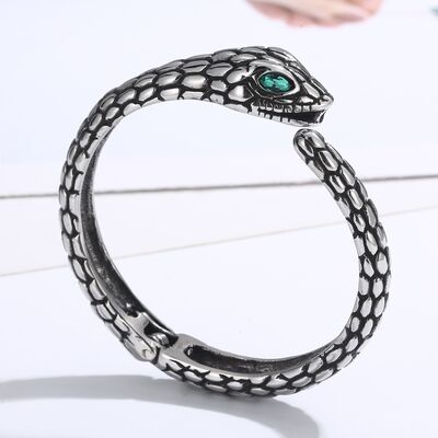 Pulsera con forma de serpiente de acero inoxidable con diamantes de imitación