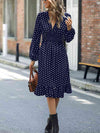 V-Neck Long Sleeve Ruffle Hem Dress