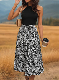 Vestido midi de cuello halter de leopardo