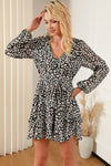 Printed Surplice Balloon Sleeve Mini Dress