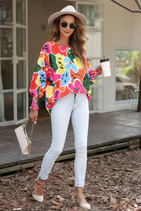 Abstract Lantern Sleeve Blouse