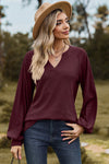 Eyelet Notched Raglan Sleeve T-Shirt