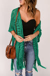 Openwork Open Front Cardigan with Fringes