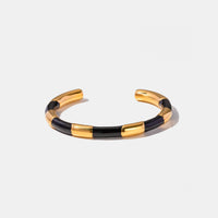 Brazalete de acero inoxidable chapado en oro de 18 quilates